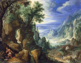landskap med St. Jerome og steinete grus